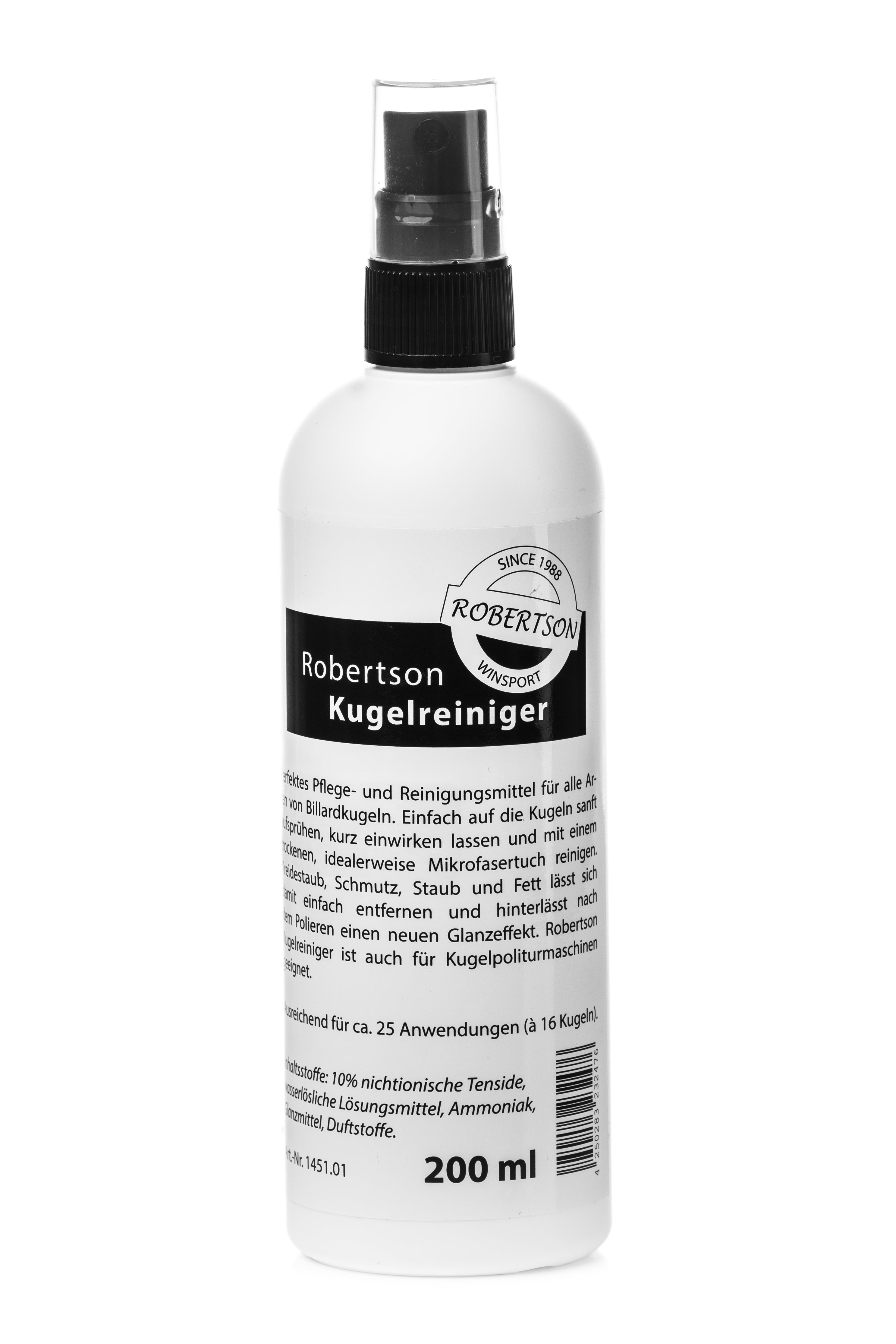 Kugelreiniger Robertson 200ml inkl. Mikrofasertuch Kugelreiniger Robertson 200ml inkl. Mikrofasertuch